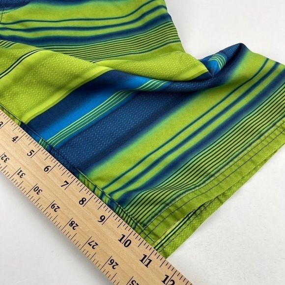 OP Swim Trunks Boys XL 14/16 Blue Green Striped - Picture 7 of 8